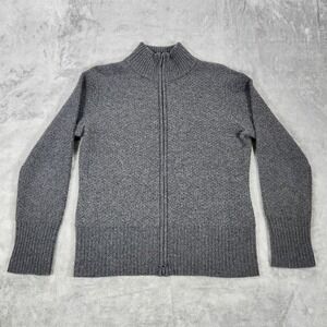 Vintage Marshall Field's Sweater Mens Large Gray Zip Mock Neck Cashmere 90s